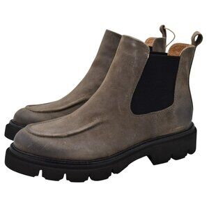 Sofft Womens 10 Samira Taupe Distressed Suede Waterproof Lugged Chelsea Boots